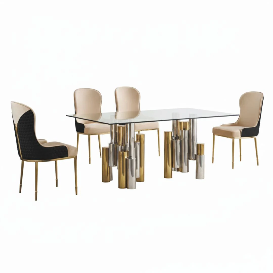 5 Pc Gold Table Dining Set D1490T - Image 4
