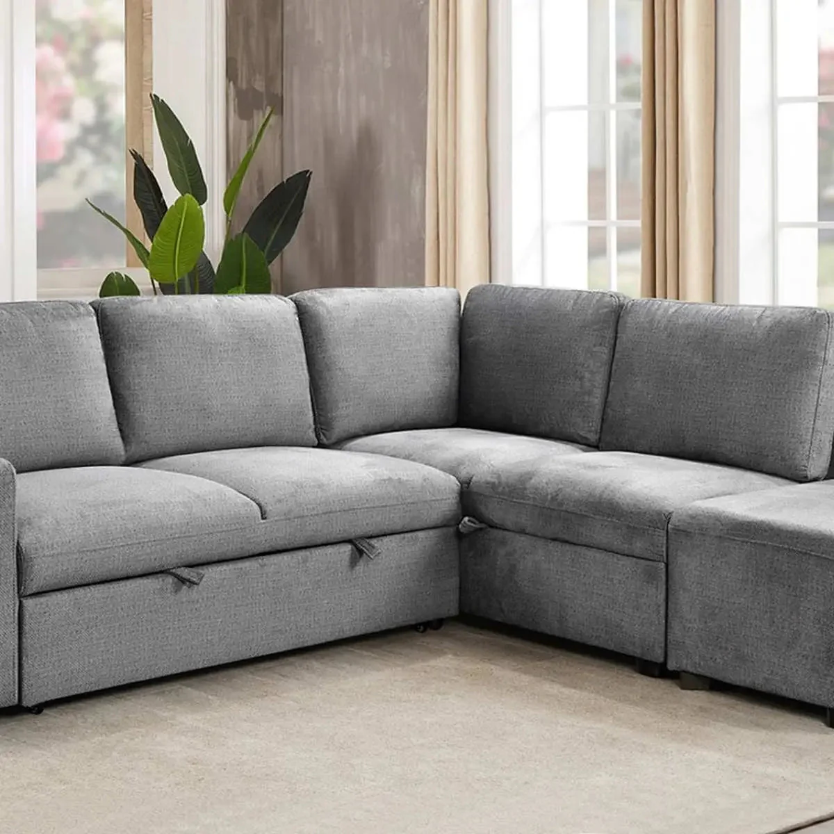 Sofa Bed Sectional with Ottoman in Grey 9035 - Image 3