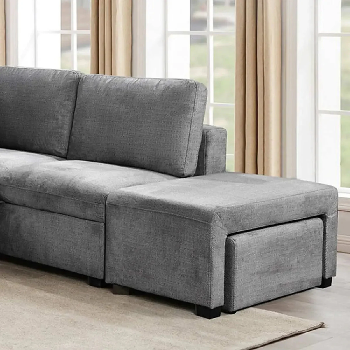 Sofa Bed Sectional with Ottoman in Grey 9035 - Image 5
