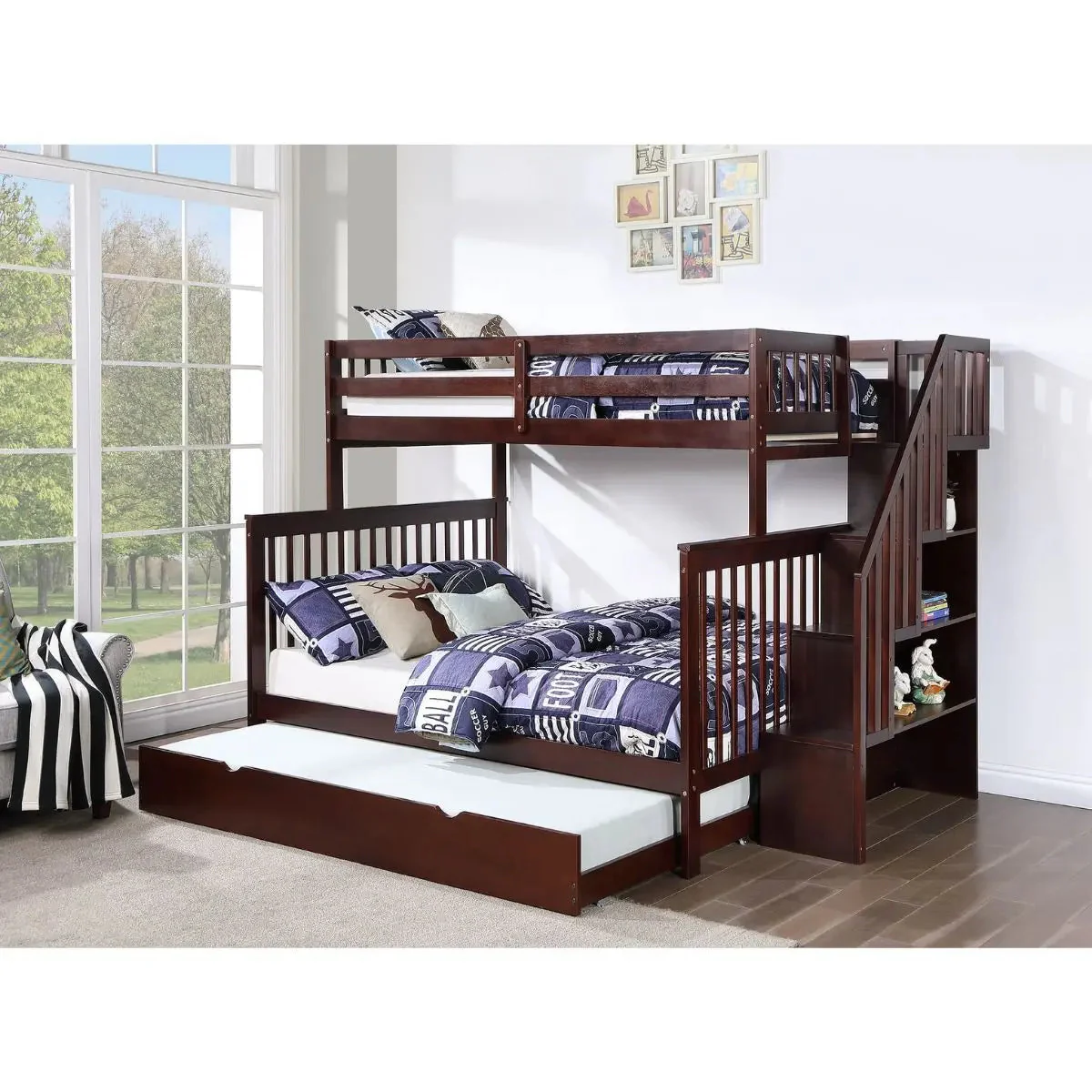 Staircase Twin Over Double Bunkbed B1850 - Image 3