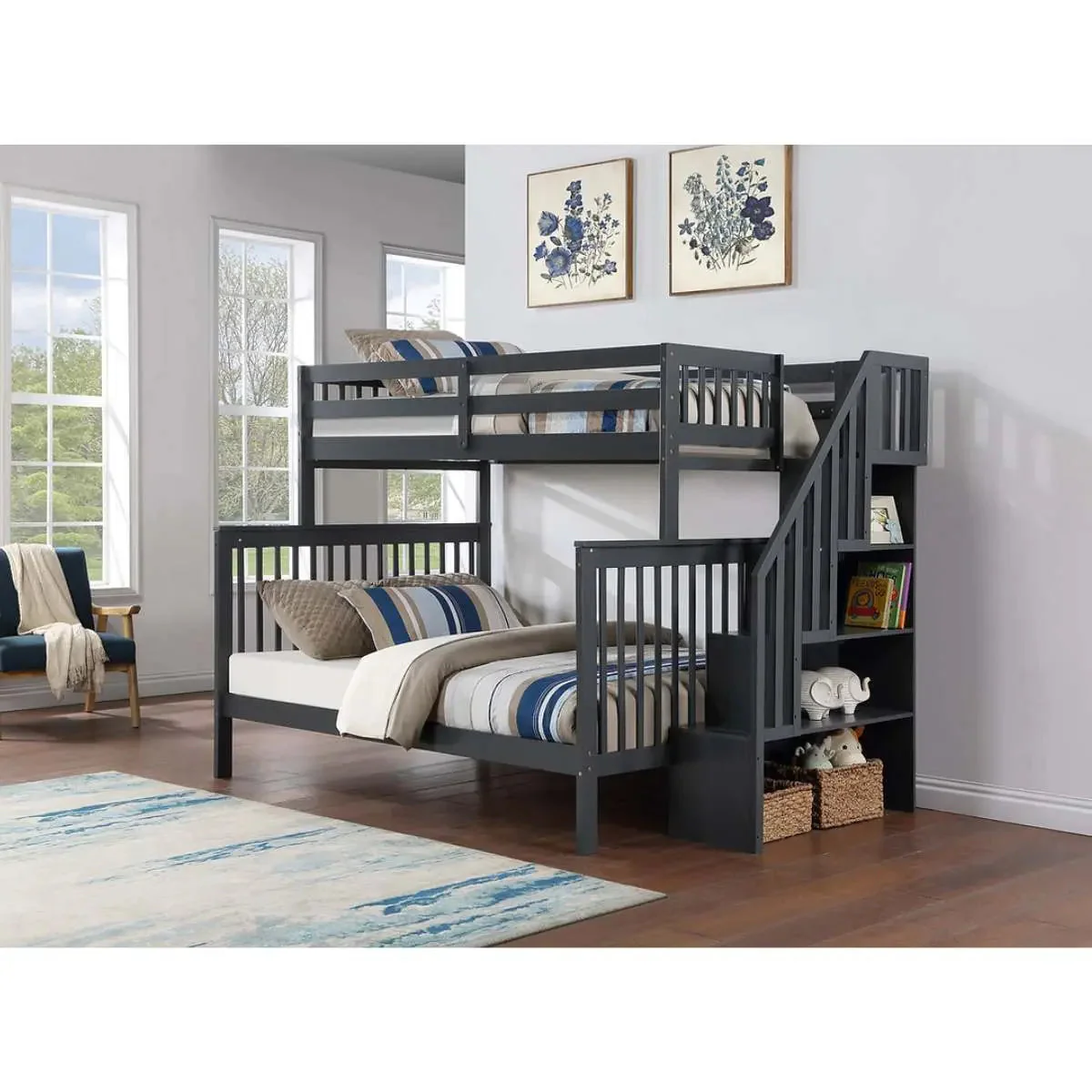 Staircase Twin Over Double Bunkbed B1851 - Image 3
